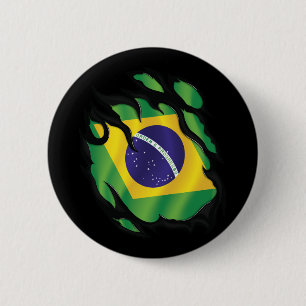 Brazil Ripped Flag Classic Round Sticker 2 Inch Round Button