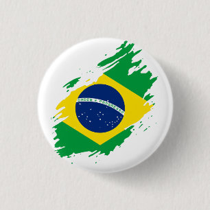 Brazil Ripped Flag National Pride Sports Fans Braz 1 Inch Round Button