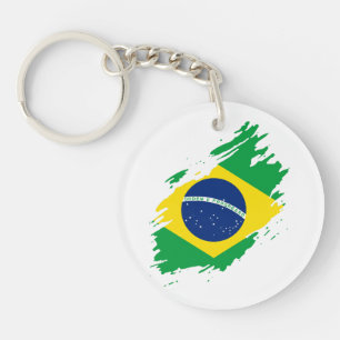 Brazil Ripped Flag National Pride Sports Fans Braz Keychain