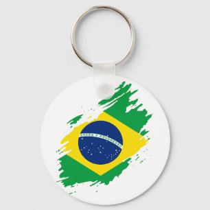 Brazil Ripped Flag National Pride Sports Fans Braz Keychain