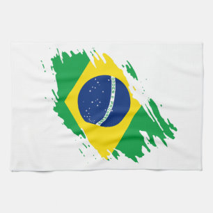 Brazil Ripped Flag National Pride Sports Fans Braz Kitchen Towel