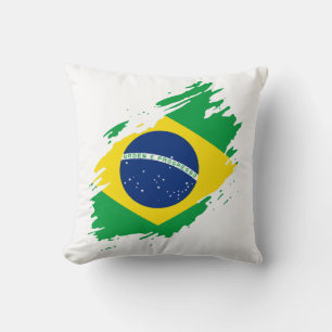 Brazil Ripped Flag National Pride Sports Fans Braz Throw Pillow