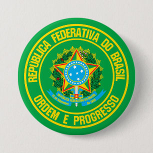 Brazil Round Emblem 3 Inch Round Button