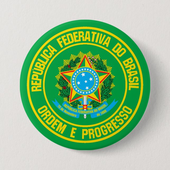 Brazil Round Emblem 3 Inch Round Button (Front)
