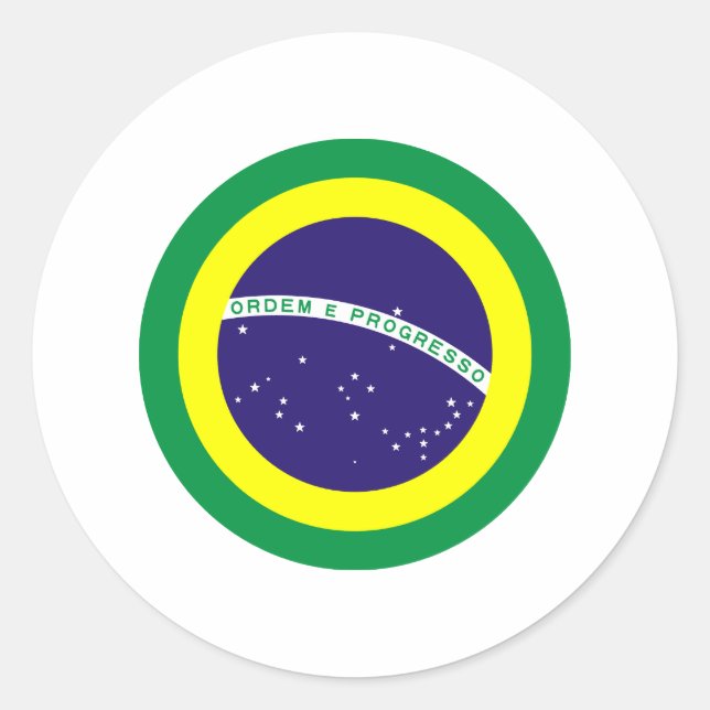 Brazil Round Flag Classic Round Sticker (Front)