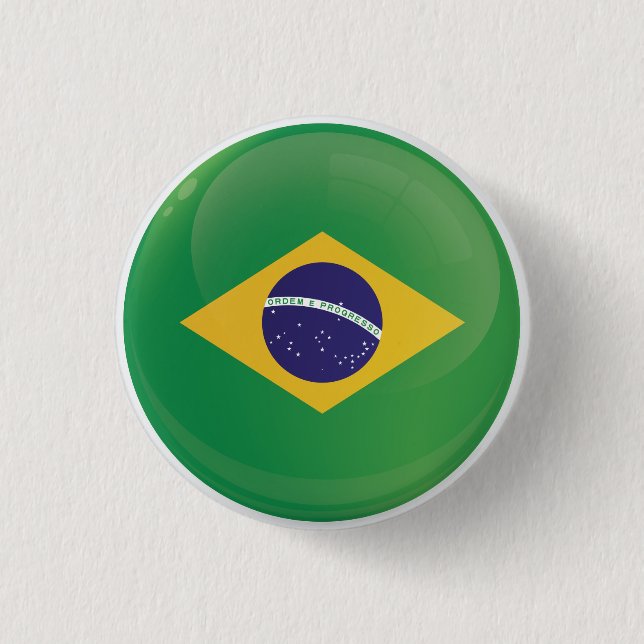 Brazil  Round Icon Flag 1 Inch Round Button (Front)