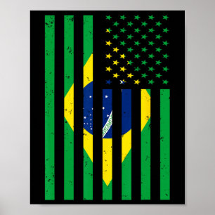 Brazil Shirt Brasil Soccer Usa America Flag Jersey Poster
