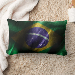 Brazil silk flag lumbar pillow