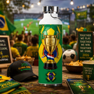 Brazil Soccer: 2026 Global Games Team Spirit Water Bottle