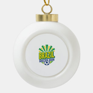 Brazil Soccer 2026 Soccer Bold Country Typography Ceramic Ball Christmas Ornament