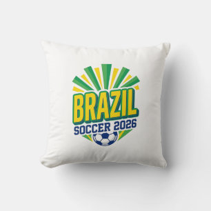Brazil Soccer 2026 Soccer Bold Country Typography Throw Pillow