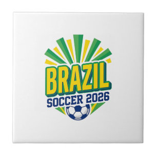 Brazil Soccer 2026 Soccer Bold Country Typography Tile
