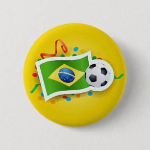 Brazil, soccer and flag 2 inch round button