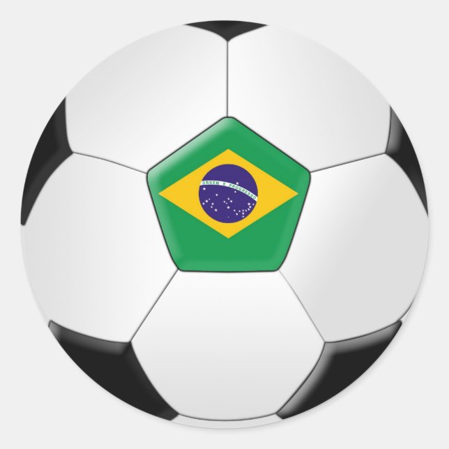 Brazil Soccer Ball Classic Round Sticker (Front)