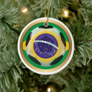 Brazil Soccer Ball Sports Ceramic Ornament
