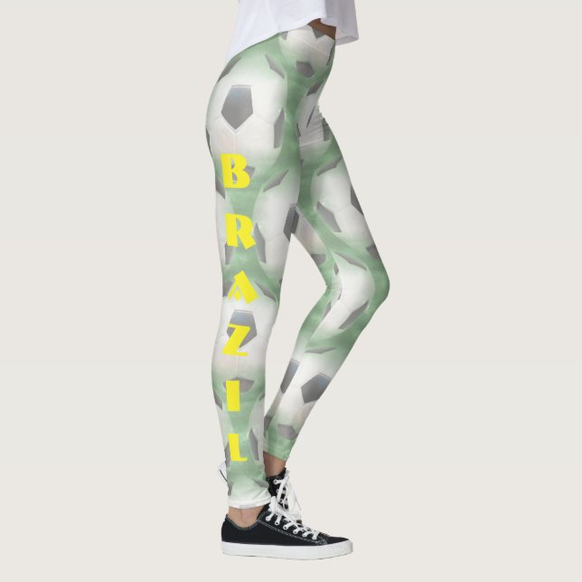 Brazil Soccer ball team supporter Leggings (Right)