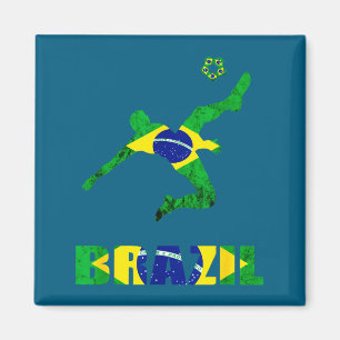 Brazil Soccer Brazilian Football Player Design Magnet