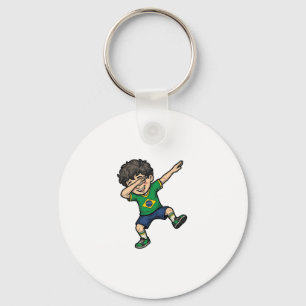Brazil Soccer Dab Boy Vintage Vector Shirt_1 Keychain