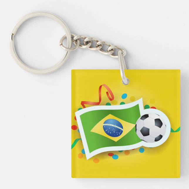 Brazil, soccer design keychain (Front)