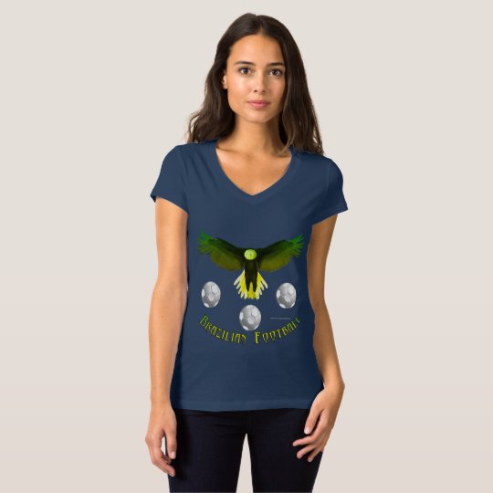 Brazil Soccer Eagle Ladies V-Neck Jersey Tee