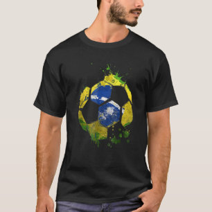 Brazil Soccer Graphic Brazil Flag Football Sports T-Shirt