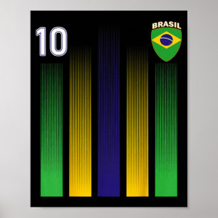 Brazil Soccer Jersey Brazil 10 Soccer Football Fan Poster