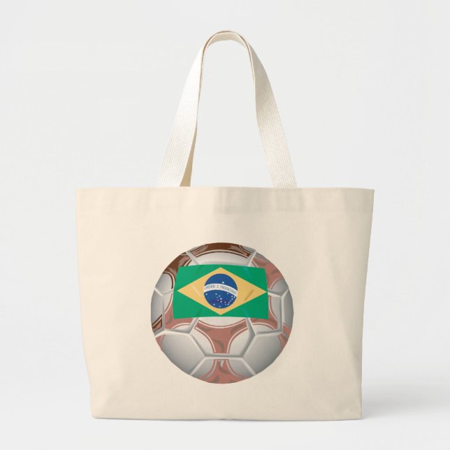 Brazil Soccer Large Tote Bag (Front)