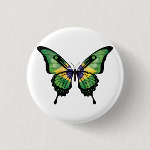 Brazil Swallowtail Butterfly Flag Sticker 1 Inch Round Button