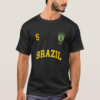 Brazil Team Sports Number 5 Soccer Brazilian Flag T-Shirt