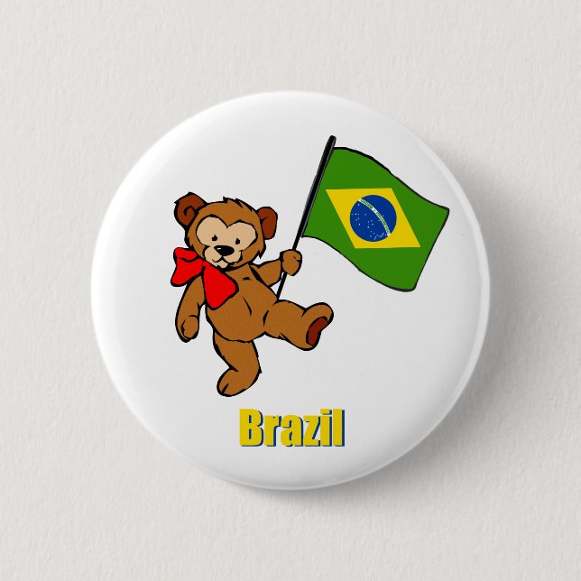 Brazil Teddy Bear 2 Inch Round Button (Front)