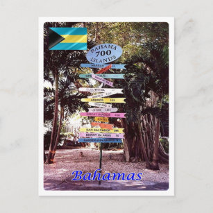 Brazil - The Bahamas - Direction Sign - Postcard