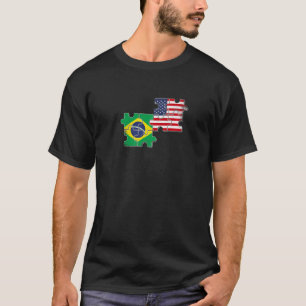 Brazil USA Brazilian American Flag   T-Shirt