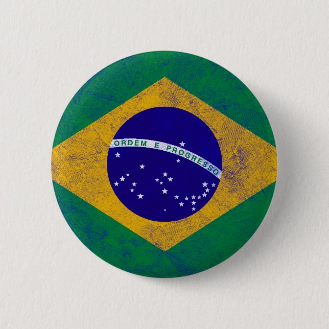 Brazil Vintage Flag 2 Inch Round Button (Front)