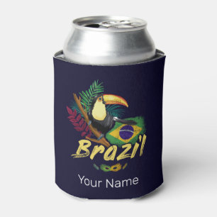 Brazil Vintage Toucan Flag Samba Mask Souvenir Can Cooler