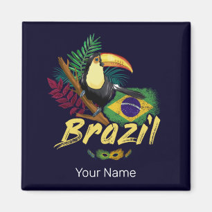 Brazil Vintage Toucan Flag Samba Mask Souvenir Magnet