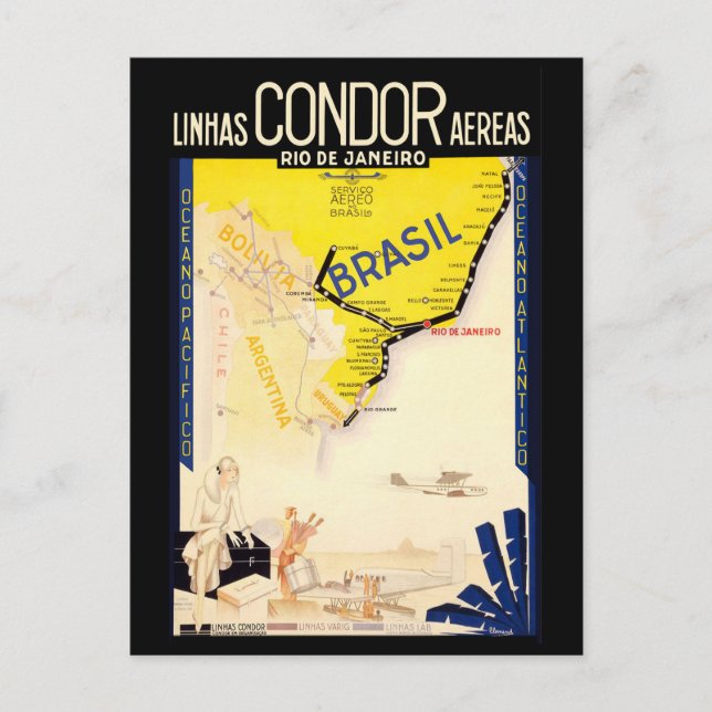 "Brazil" Vintage Travel Postcard (Front)