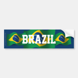 Brazil Waving Flag Bumper Sticker