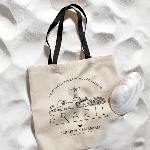 Brazil Wedding   Stylized Skyline Tote Bag