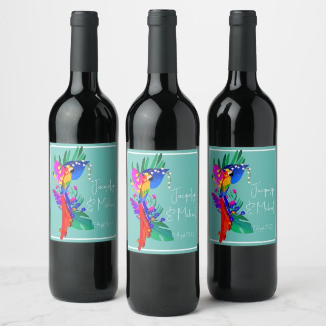Brazil with Colourful Parrot Wine Label (Bottles)