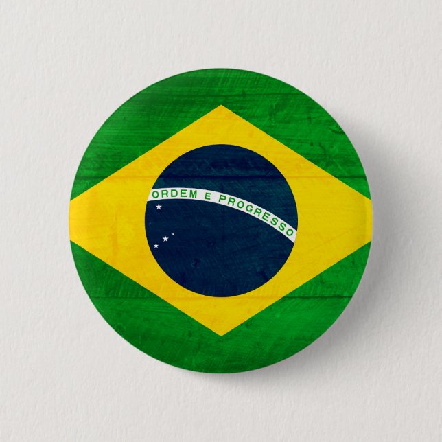 Brazil Wood Flag 2 Inch Round Button (Front)