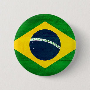 Brazil Wood Flag 2 Inch Round Button