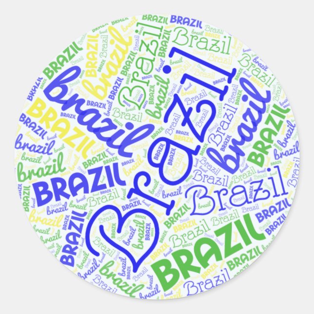 Brazil Word Cloud Classic Round Sticker (Front)