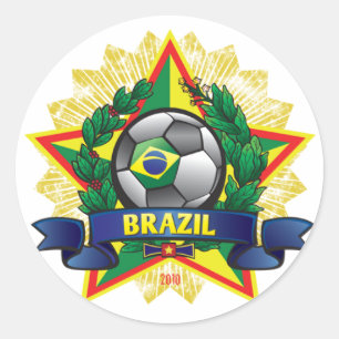Brazil World Cup Soccer Classic Round Sticker