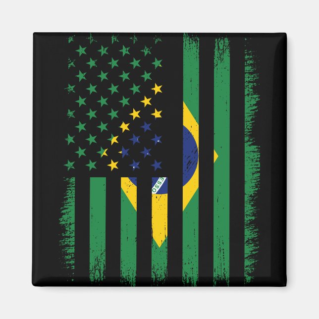 Brazilian-American Flag Magnet Brazil (Front)