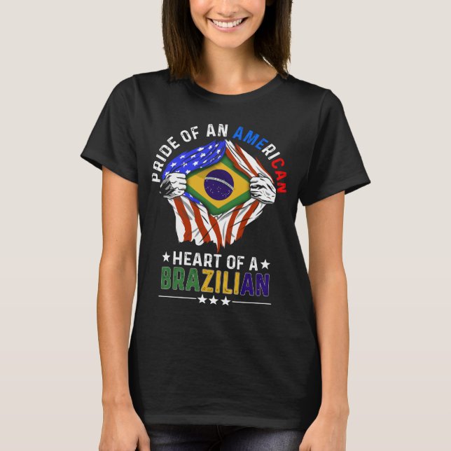 Brazilian American Foreign Country Brazil Flag T-Shirt (Front)