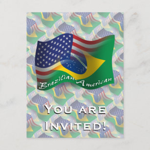 Brazilian-American Waving Flag Invitation