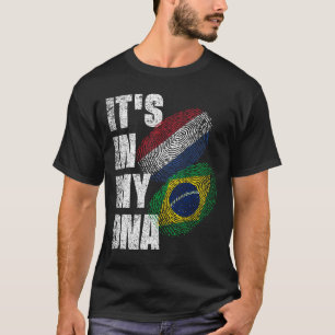 Brazilian And Netherlands Mix DNA Heritage Flag T-Shirt