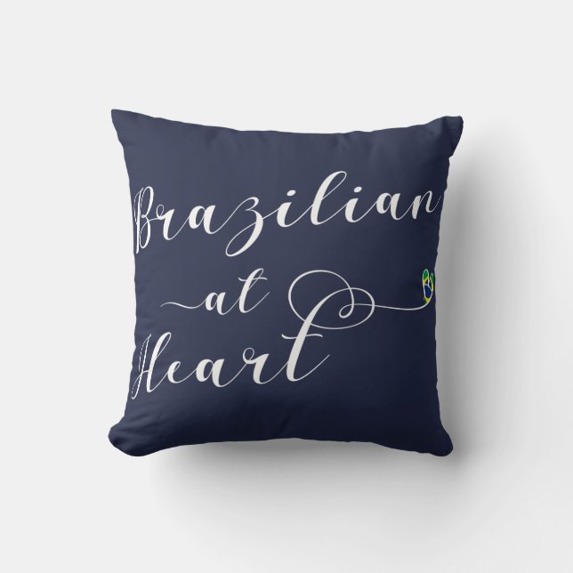 Brazilian At Heart Throw Cushion, Brasil Pillow (Front)