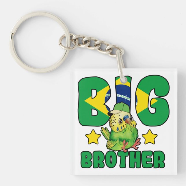 Brazilian Big Brother - Bird with Brazil Flag Keychain (Front)