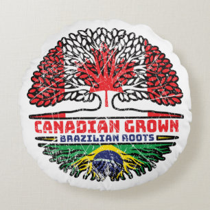 Brazilian Brazil Canadian Canada Tree Roots Flag Round Pillow